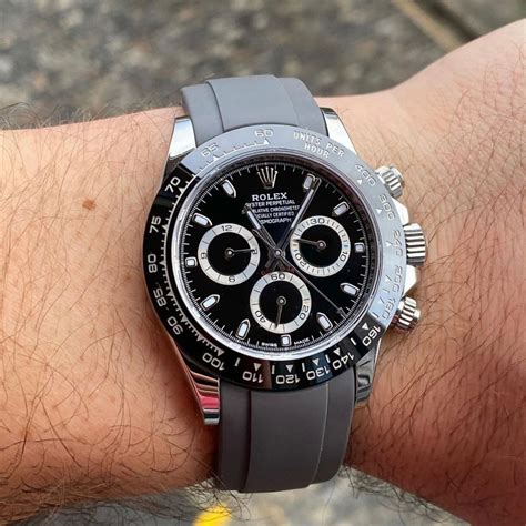 rolex daytona black steel rubber strap replica